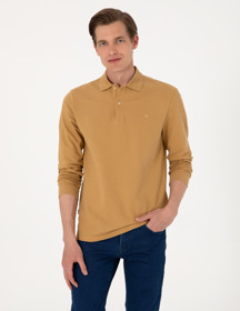 Pierre Cardin Camel Slim Fit Kıvrılmaz Polo Yaka Basic Pike Sweatshirt 50314048-VR015 - Image 1