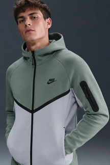 Nike Tech Fleece Full Zip Windrunner Hoodie Kapüşonlu Unisex Sweatshirt Yeşil Gri - Image 1