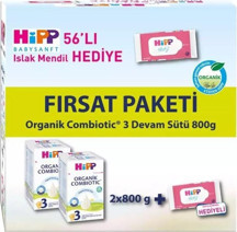 Hipp 3 Organik Combiotic Bebek Sütü 800 Gr X2 Islak Mendil Hediyeli - Image 1