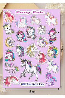 felicita Midilli Arkadaşları Etiketleri Sevimli Unicorn At Karışık Hayvanlar Pony Pals Stickers Defter Süsleme Hediyelik Çıkartma Seti - 1 Sayfa - Image 1