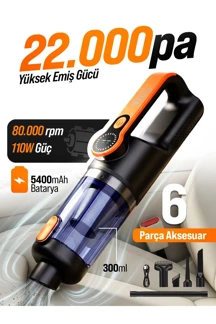 Nivego TLN 22.000 Pa Kablosuz Araç Süpürgesi ve Hava Üfleyici 2'si 1 Arada 5400 mAh Type-C Şarjlı Mini El Süpürgesi - Image 1
