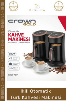 Denguva #KahveMakinesi Crown Közde Pişirme Köpüklü Tasarım Şık 800W Siyah Gold İkili Otomatik Türk Kahve Mak - Image 1