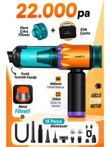 Matt MCV22 Şarjlı Araç Süpürgesi Kırmızı 22.000PA Güçlü Vakumlu Mini Type-C Şarjlı 220ML - Image 1