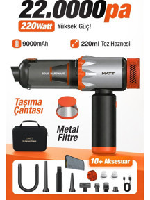  Matt MCV22 Şarjlı Araç Süpürgesi Kırmızı 22.000PA Güçlü Vakumlu Mini Type-C Şarjlı 220ML - Image 1