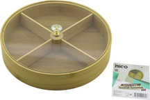 İbico İ22-262 Servis Sunumluk D: 5cm Çap: 22cm 24.9cm 4 Bölmeli Yuvarlak Ahşap Bambu Çok Amaçlı Kutu - Image 1