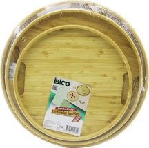 İbico İ22-272 Tepsi Seti 35cm 38cm Çap: 30cm 3 Boy Yuvarlak Bambu Ahşap - Image 1