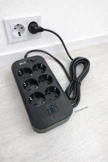 6'lı Çoklu Priz–2 USB+1 Type-C Hızlı Şarj Girişli,Termal Akım ve Çocuk Korumalı, Uzatma Prizi - Image 1