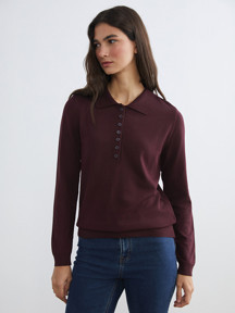 LCWAIKIKI Classic Bordo Polo Yaka Kadın Triko Kazak - Image 1