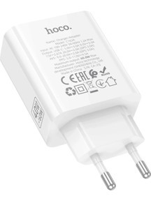 Hoco. C162A 40W Pd Destekli Type-C Tek Port Eu Şarj Adaptörü - Beyaz - Image 1