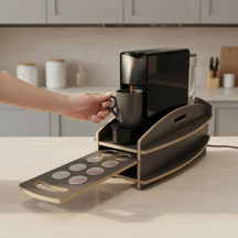 Nespresso Kapsül Standı ve Çekmecesi – Kahve Makinesi Altlığı, Kapsül Düzenleyici Organizer (20x38x15 cm) - Image 1