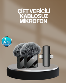 2’li Kablosuz Yaka Mikrofonu Type-C ve Lightning Uyumlu Profesyonel Set - Image 1