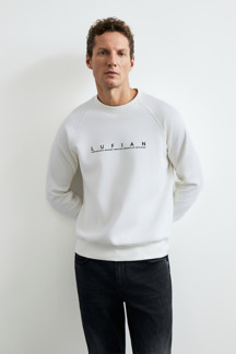 Lufian Cooper Erkek Sweatshirt Kırık Beyaz - Image 1