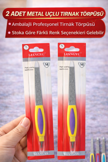 2 Adet Metal Uçlu Tırnak Törpüsü Blister Ambalajlı Profesyonel Manikür Törpüsü - Image 1