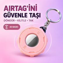 saf hobi atölye design hand made Apple AirTag Uyumlu Döndürmeli Kilitli 3D Baskı Koruyucu Anahtarlık - Image 1