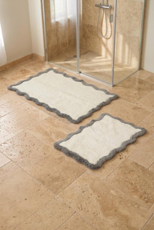 Scallop Takım Bambu Banyo Paspası 40x60+60x90 Cm Gri - Image 1