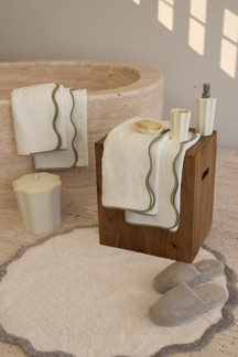 Scallop %100 Pamuk Havlu 4/50x90 Cm Ecru+Olive - Image 1