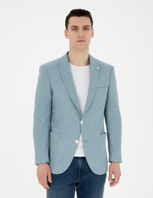 Açık Mavi Extra Slim Fit Keten Karışımlı Ceket 50285244-VR003 - Image 1