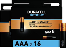 Duracell Optimum AAA Alkalin Pil, 1,5 V LR03 MN2400, 16’li paket - Image 1