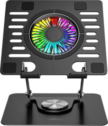Addison AD-RC36 Steely 360 Derece RGB Fanlı Ayarlanabilir Metal Laptop Stand - Image 1