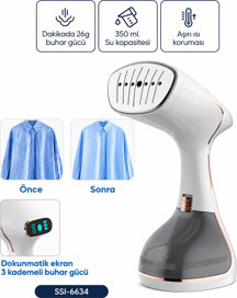 Buharlı Kırışıklık Giderici Dik Ütü 2 Mod 320ML Su Kapasite Dk 26G Buhar Dokunmatik Ekran SSI-6634 - Image 1