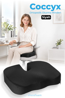 Ortopedik Oturma Minderi Hemeroid Kuyruk Sokumu Coccyx Oturma Minderi Visco Minder Siyah - Image 1