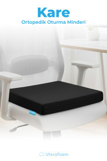 Ortopedik Visco Kare Oturma Minderi Kuyruk Sokumu Destekli Ergonomik Koltuk Minderi - Siyah - Image 1