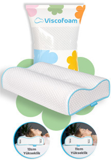 Çift Taraflı Yüksek Boyun Destekli Ortopedik Yastık Visco Yastık - 55x35x12-11cm - Image 1