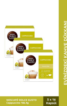 Nescafe Dolce Gusto Coffee Cappuccino 16 Kapsül x 3 Paket - Image 1