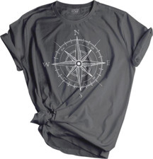 Genius Store Unisex Baskılı Tişört Outdoor Normal Kalıp Tshirt Pusula Gray Gri S - Image 1