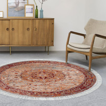 Eko Trend DJT Haı Yıkanabilir Kaymaz Taban P1356 Yuvarlak Vintage Turkuaz - Image 1