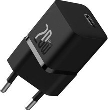 Baseus Gan5 Mini 1C 20 W Type-C Siyah Hızlı Şarj Adaptörü - Image 1