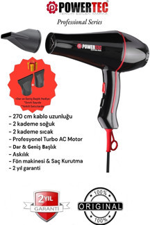 TR-601 (2500 W) Turbo Professional Series Fön Makinesi & Saç Kurutma 2.7m Uzun Kablolu Yeni Versiyon - Image 1