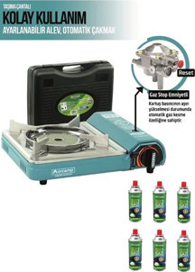 Orcamp Pro Portatif Seramik Kamp Ocak Ck-508 Gaz Stop Emniyetli 6 Adet 227 Kartuş - Image 1