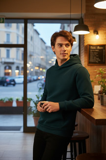 Buratti Slim Fit Kapüşonlu Kanguru Cepli İçi Tüylü Yumuşak Şardonlu Erkek Sweat 5905281 PETROL - Image 1