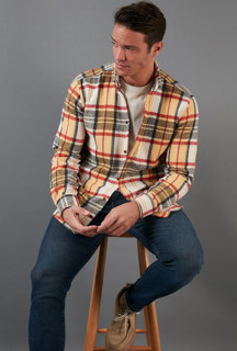 Buratti Ekoseli Uzun Kollu Slim Fit Kışlık Erkek Gömlek CF21W112844 HARDAL - Image 1