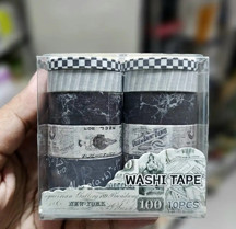 Vintage Washi Tape Bant Siyah Beyaz Yapışkanlı Maskeleme Kağıdı Desenli bant 10 lu -Formül Para - Image 1
