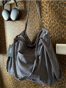 Mute Bag Grey 00S Shopper Bag Fermuarlı, Astarlı , Kumaş, Kol Ve Omuz Çantası / Okul & Günlük - Image 1
