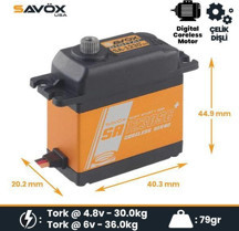 Savox SA1230SGP Digital Servo Coreless Motor With Soft Start High Voltage Çelik Dişli - Image 1