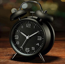 Valkyrie Sessiz Akar Saniyeli 16cm Alarm Masa Çalar Saat Yüksek Zil Sesi Büyük Boy Siyah - Image 1