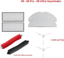 Lin Grup Roborock S8 Sonic Pro Ultra Plus Uyumlu Yedek Fırça Filtre Paspas Seti - Image 1