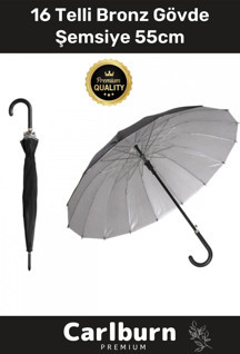 Özel Üretim Otomatik Mekanizma Baston Tip Rüzgar Korumalı Fiber 16 Telli Bronz Gövde Şemsiye 55cm - Image 1