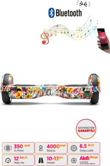 Citymate Elektrikli Kaykay Hoverboard 6.5 Inch Mix Grafity Desenli Akıllı Dengeli - Image 1