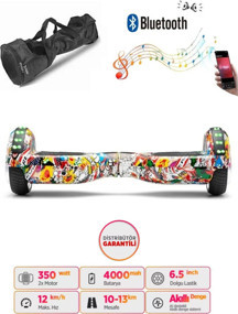 CityMate Elektrikli Kaykay Full Ledli Hoverboard Bluetooth Hoparlörlü 6.5 Inch Desenli Çanta Hediye - Image 1