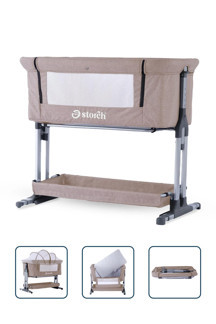 Baby Storch - Sallanabilir Anne Yanı Portatif Beşik - Yükseklik Ayarlı, Cibinlikli, ve Tekerlekli - Bej - Image 1