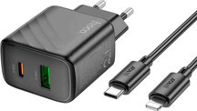 Hoco CS23A Sunlight 30W Type-C ve USB 3.0 QC Çıkışlı Type-C to Type-C Kablolu PD Hızlı Şarj Aleti - Image 1