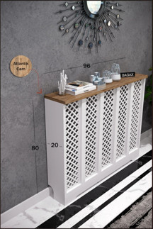 Bagax Zeugma Model, Beyaz Üstü Çam Renk, 96 Cm Petek Kaplama, Dresuar - Image 1
