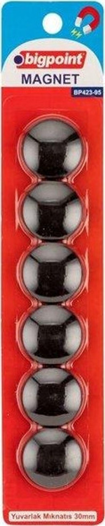 Bigpoint 423-95 Magnet 30mm (Mıknatıs) Siyah 6'lı Blister - Image 1