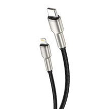 Gritty 30W Metal Uçlu Akım Korumalı Type-C to Lightning Örgülü Kablo 100cm Siyah (GL-SL02) - Image 1