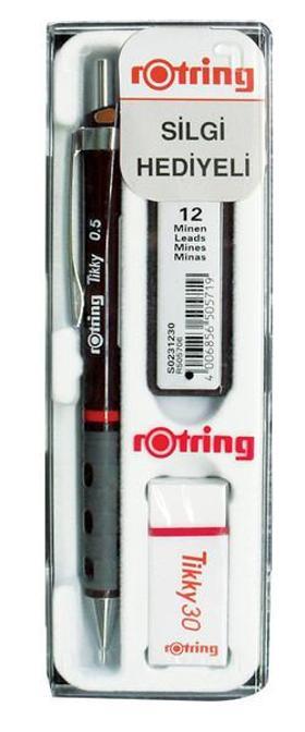 Rotring Tikky RD 0.7 mm Min Silgi Hediyeli Bordo Versatil Kalem