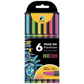 Adel Prime Ink Fineliner 6lı Neon İnce Uçlu Kalem